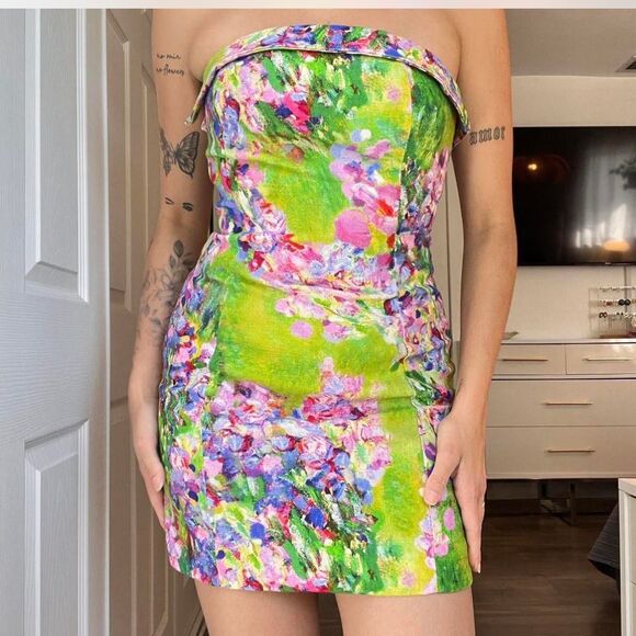 MOTF by SHEIN Strapless Floral Mini Dress – Viscose Linen Blend – Size Small - Picture 6 of 8